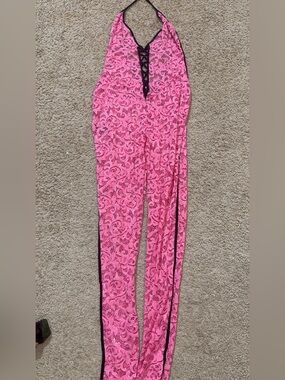 I.AM.GIA Hot Pink Lace Top with Black Trim